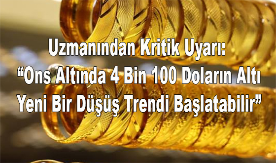 Uzmanından Kritik Uyarı: “Ons Altında 4 Bin 100 Doların Altı Yeni Bir Düşüş Trendi Başlatabilir”