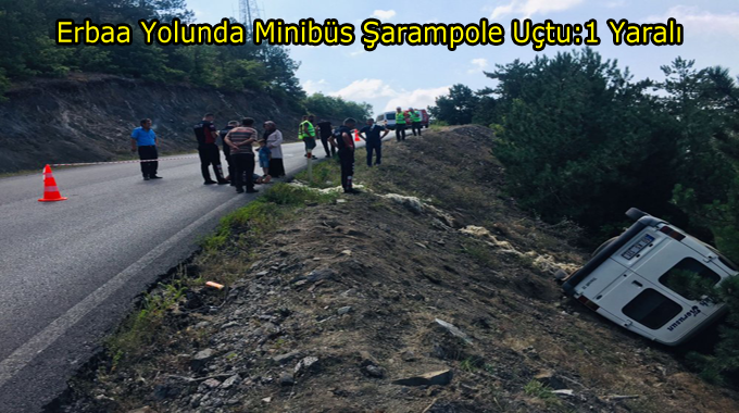 Minibüs Şarampole Uçtu:1 Yaralı