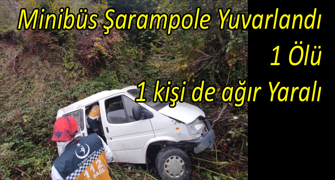 Minibüsün şarampole yuvarlandı 1 ölü, 1 kişide ağır yaralı
