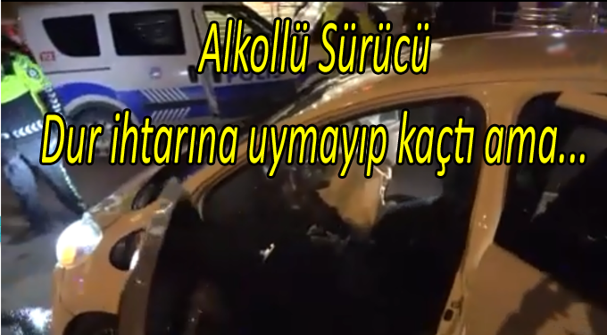 Alkollü sürücü, önünü kesen ekip otosuna çarparak kaza yaptı.