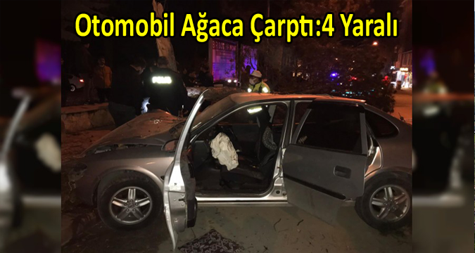 Ağaca çarpması sonucu 4 kişi yaralandı.