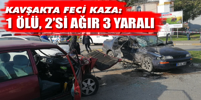 Hastane kavşağında otomobil, iki otomobille çarpıştı:1 ölü 3 yaralı