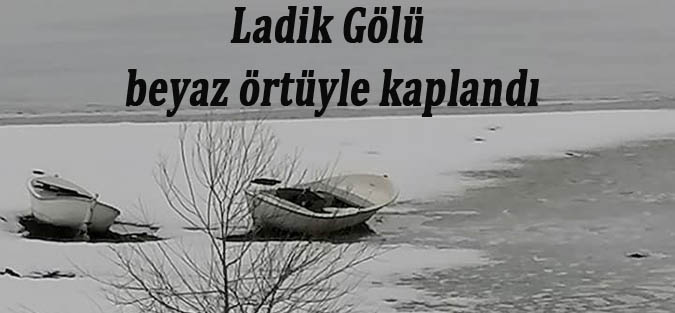 Ladik Gölü beyaz örtüyle kaplandı