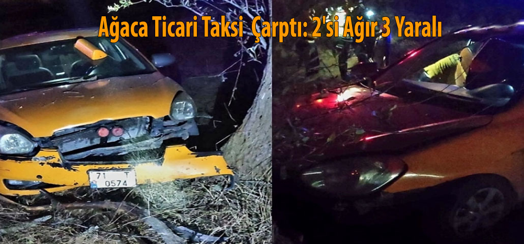 Ağaca Ticari Taksi Çarptı: 2'si Ağır 3 Yaralı