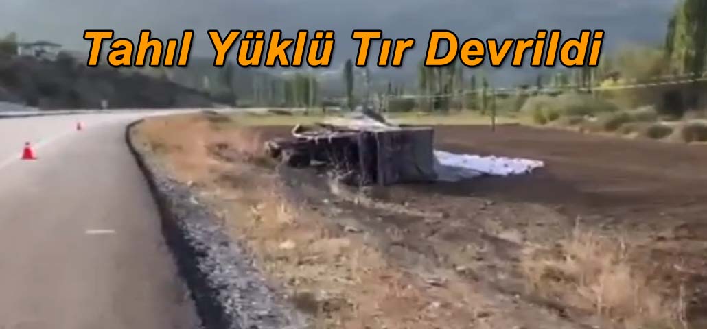 Tahıl Yüklü Tır Devrildi