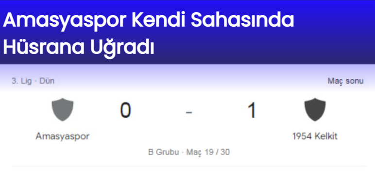 Amasyaspor Kendi Sahasında Hüsrana Uğradı