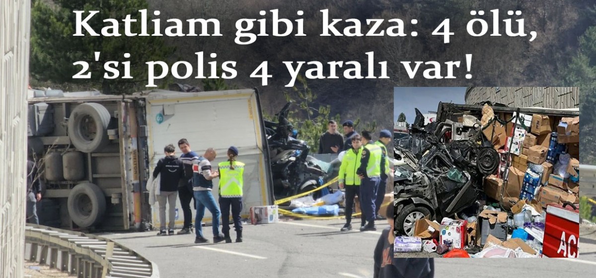 Katliam gibi kaza: 4 ölü, 2'si polis 4 yaralı var!