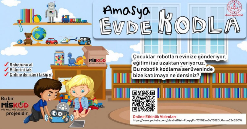 'Amasya Evde Kodla' Projesi Kapsamında Öğrenciler Kodlama Öğreniyor