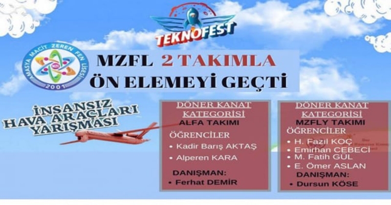 Amasya MZFL TEKNOFEST'te 2 Takımla Ön Elemeyi Geçti