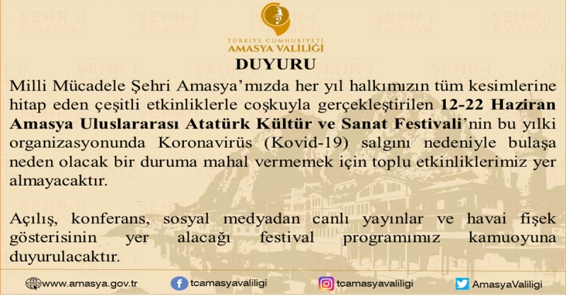 Amasya Valiliği'nden 12 Haziran Açıklaması