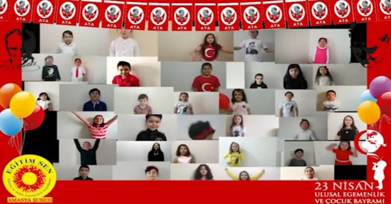 Eğitim-Sen Amasya Şubesi'nden 23 Nisan Ulusal Egemenlik ve Çocuk Bayramı Şiir Okuma Etkiliği