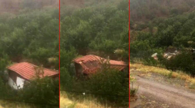 İlimizde sel bir evi böyle yıktı