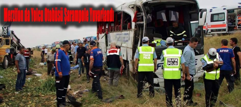 Merzifon da Yolcu Otobüsü Şarampole Yuvarlandı Çok Sayıda Yaralı..!