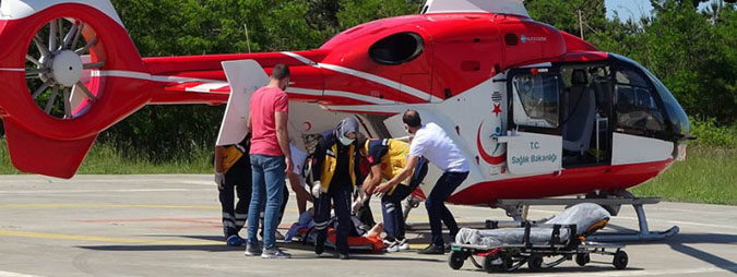 Samsun'da kalp krizi geçirdi, imdadına ambulans helikopter yetişti