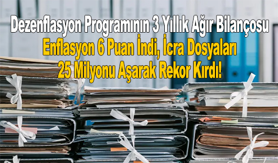 Dezenflasyon Programının 3 Yıllık Ağır Bilançosu: Enflasyon 6 Puan İndi, İcra Dosyaları 25 Milyonu Aşarak Rekor Kırdı!