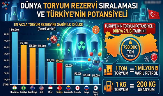 Geleceğin Nükleer Enerjisi Toryumda Dünya Listesi Açıklandı: Türkiye Devler Arasında!