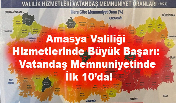 Amasya Valiliği Hizmetlerinde Büyük Başarı: Vatandaş Memnuniyetinde İlk 10’da!