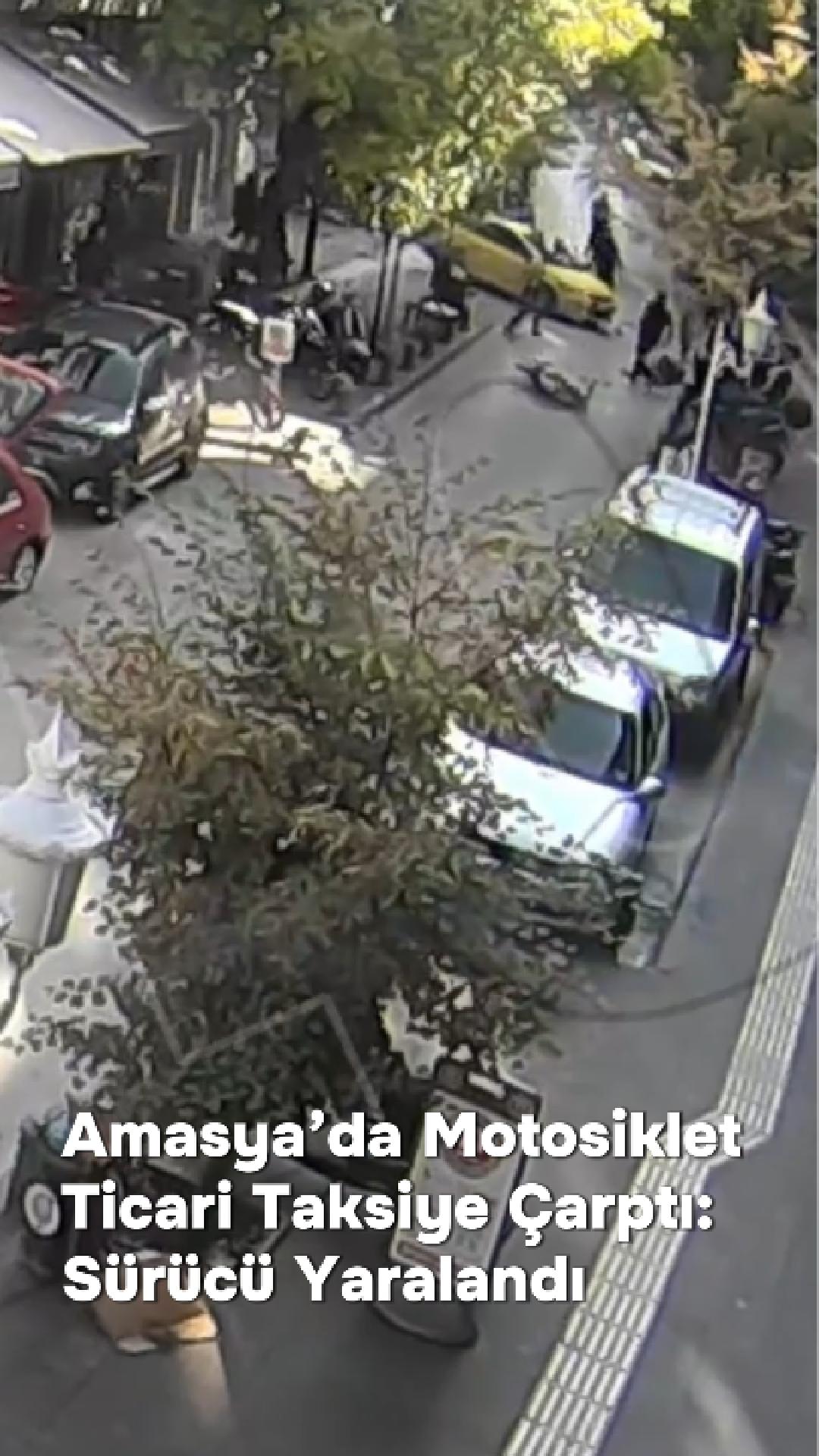 Amasya’da Motosiklet Ticari Taksiye Çarptı Sürücü