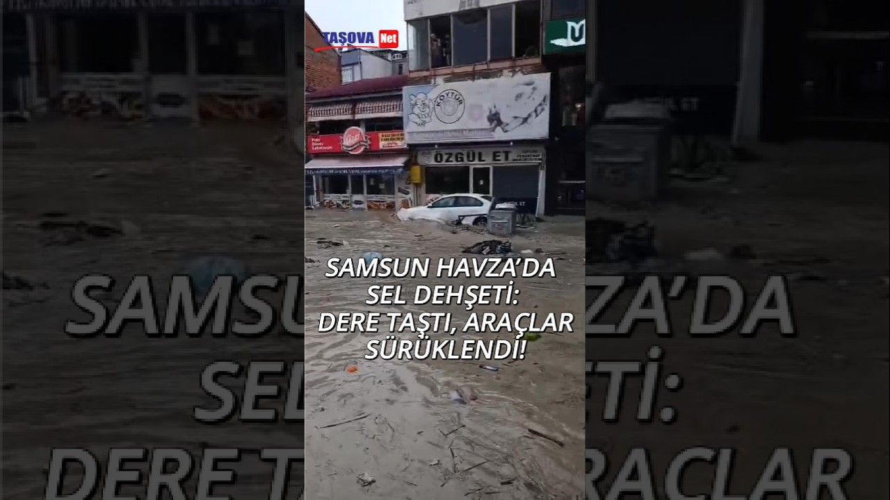 SAMSUN HAVZA’DA SEL DEHŞETİ: DERE TAŞTI, ARAÇLAR SÜRÜKLENDİ!